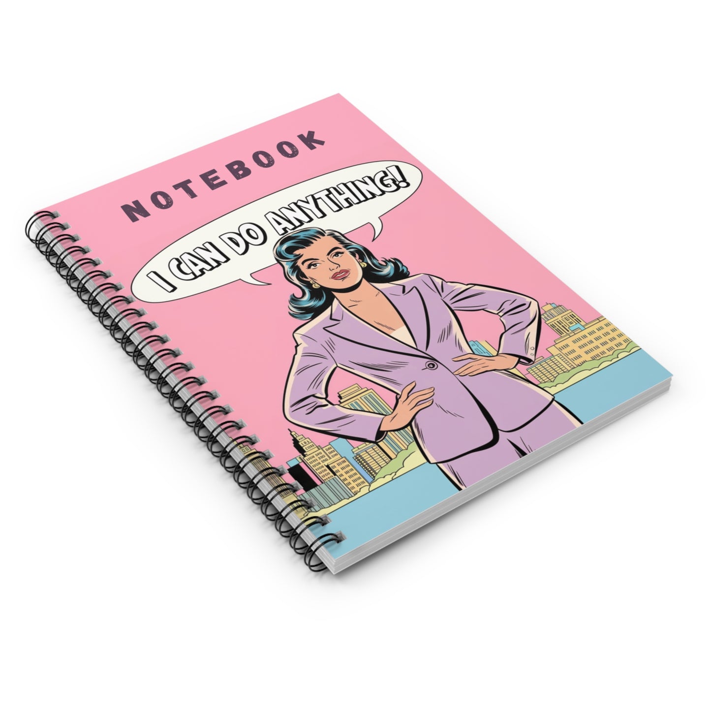 Boss Lady Spiral Notebook, Retro Power Pose I Can Do Anything, Perfect Gift for Ambitious Women, Feminist Stationery
