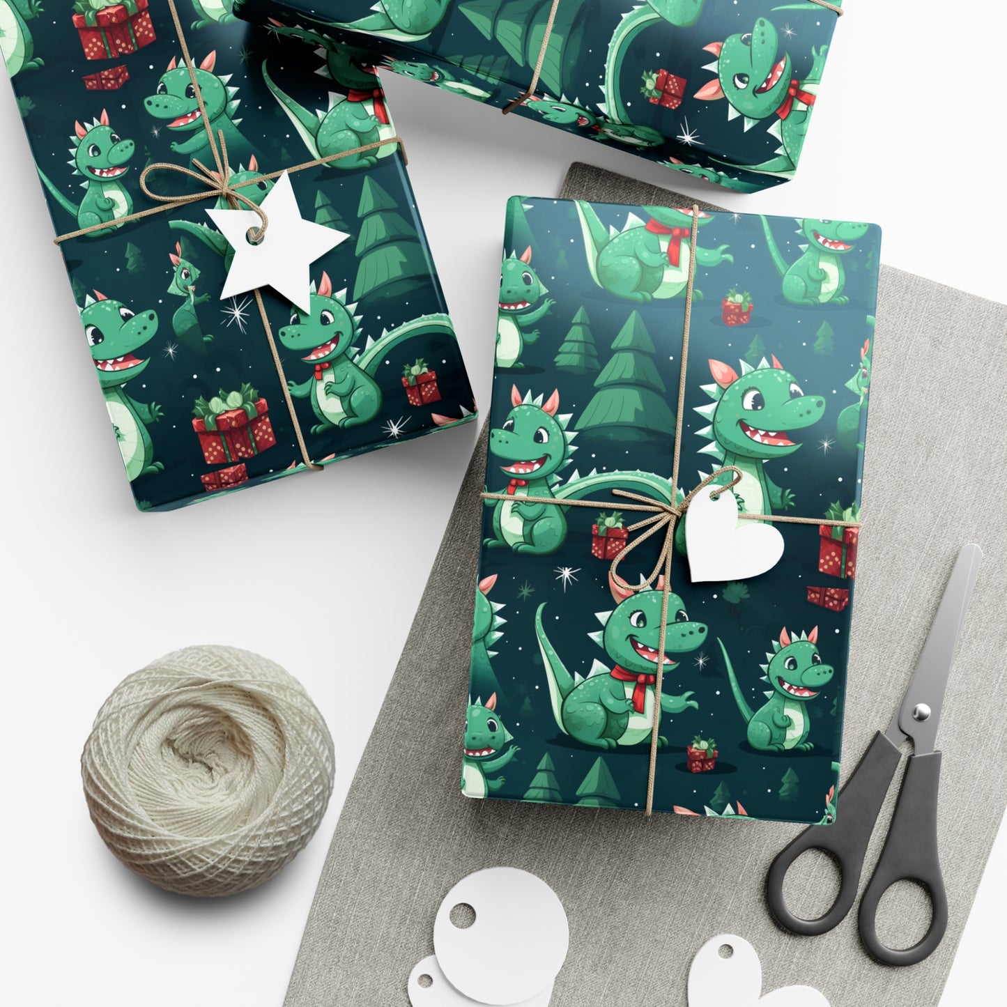 Green Dragon Gift Wrapping Paper - Eco-Friendly - Cute Sustainable and Premium Quality - Christmas, New Year or other special occasion
