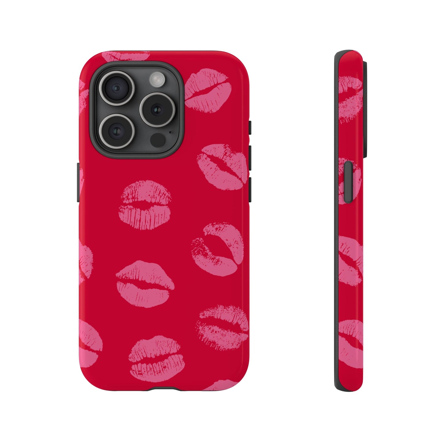 Lipstick Kisses Phone Case, Chic Tough Case for iPhone, Pixel, Galaxy, Stylish Gift for Girlfriend