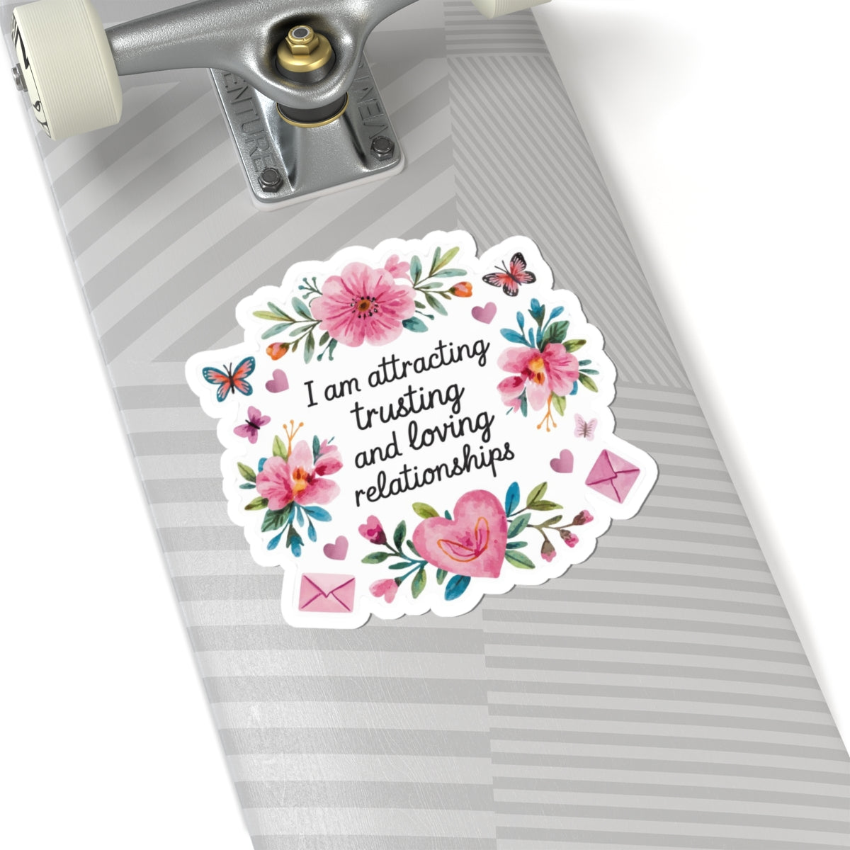 Love Affirmation Sticker, Attracting Trusting and Loving Relationships, Romantic Manifestation with Hearts and Flowers, Love Magnet Gift