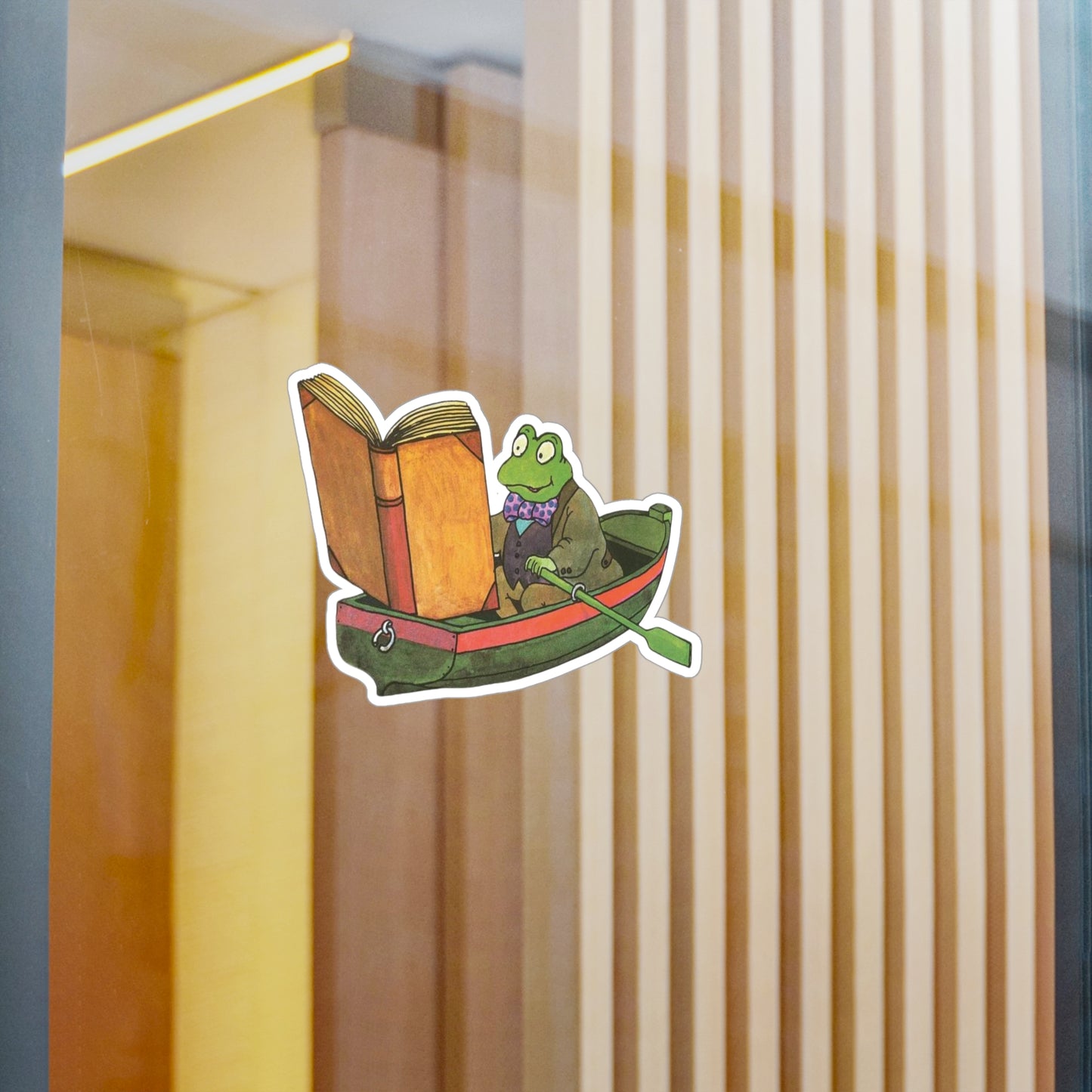 Vintage Frog Reading Sticker - High-Quality Kiss-Cut Vinyl Decal - Water, Scratch, UV Resistant - Unique Satin Finish Art