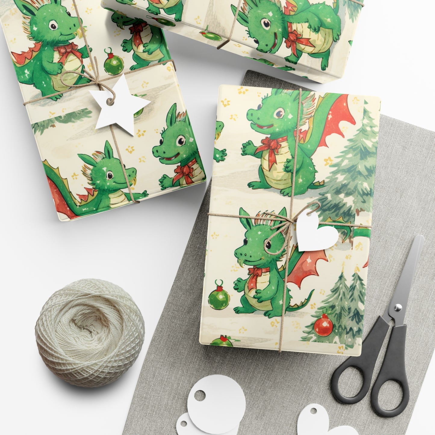 2024 Prosperity Dragon Vintage Christmas Wrapping Paper - Unique & Charming Holiday Gift Wrap - Symbol of Wealth and Fortune - Eco-Friendly