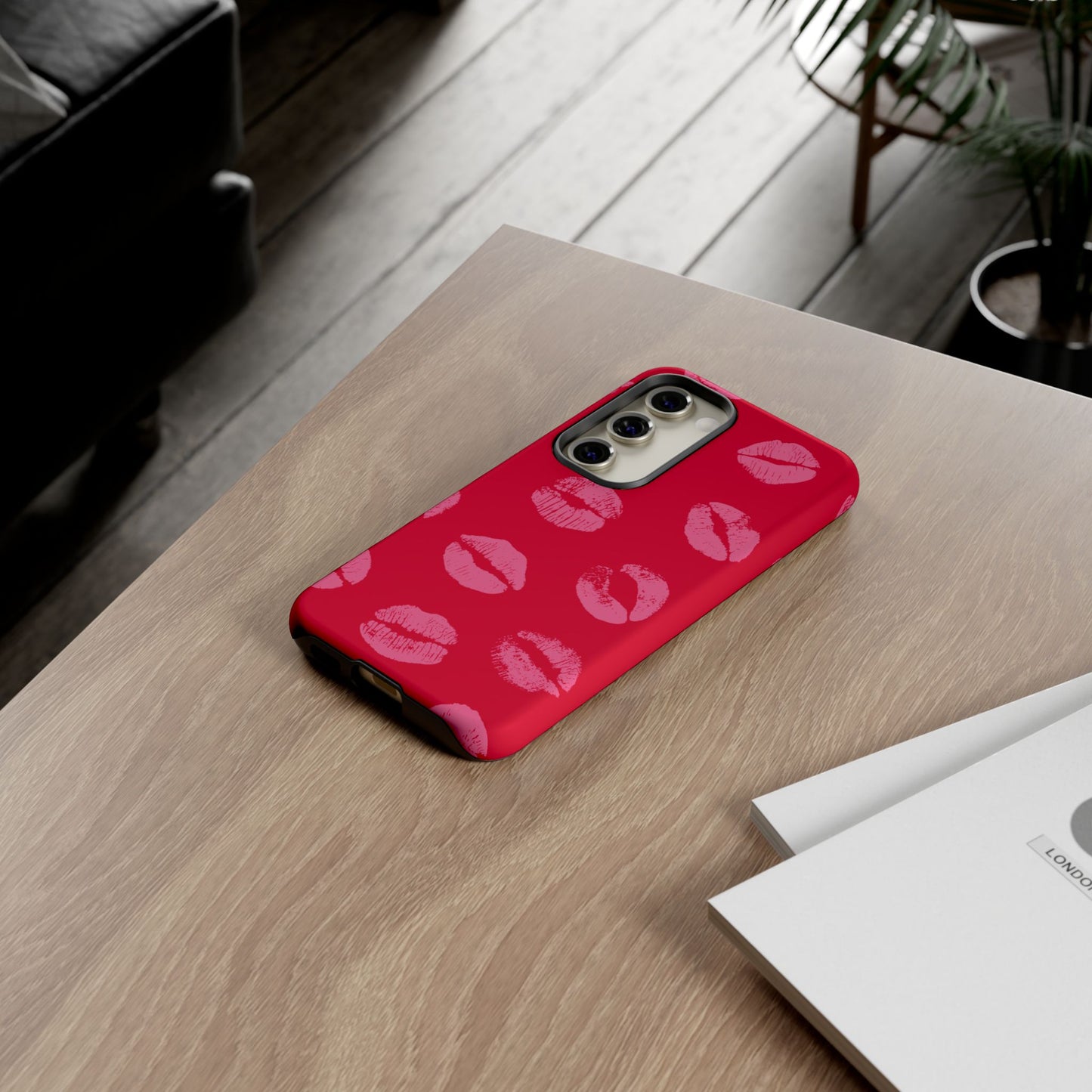 Lipstick Kisses Phone Case, Chic Tough Case for iPhone, Pixel, Galaxy, Stylish Gift for Girlfriend