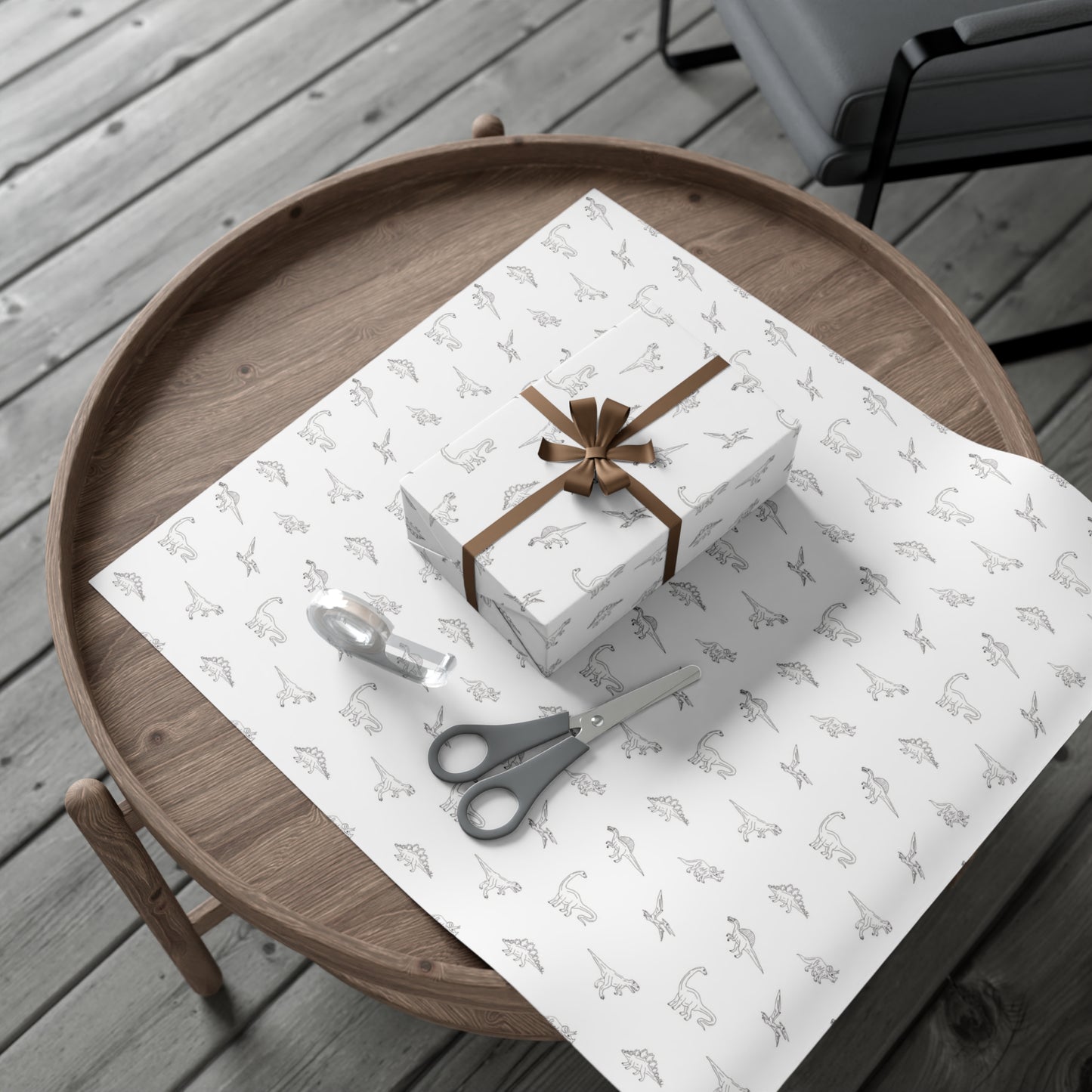 Dinosaur Themed Gift Wrap - Minimalist White Design - Versatile Wrapping Paper for Birthdays, Newborns and More