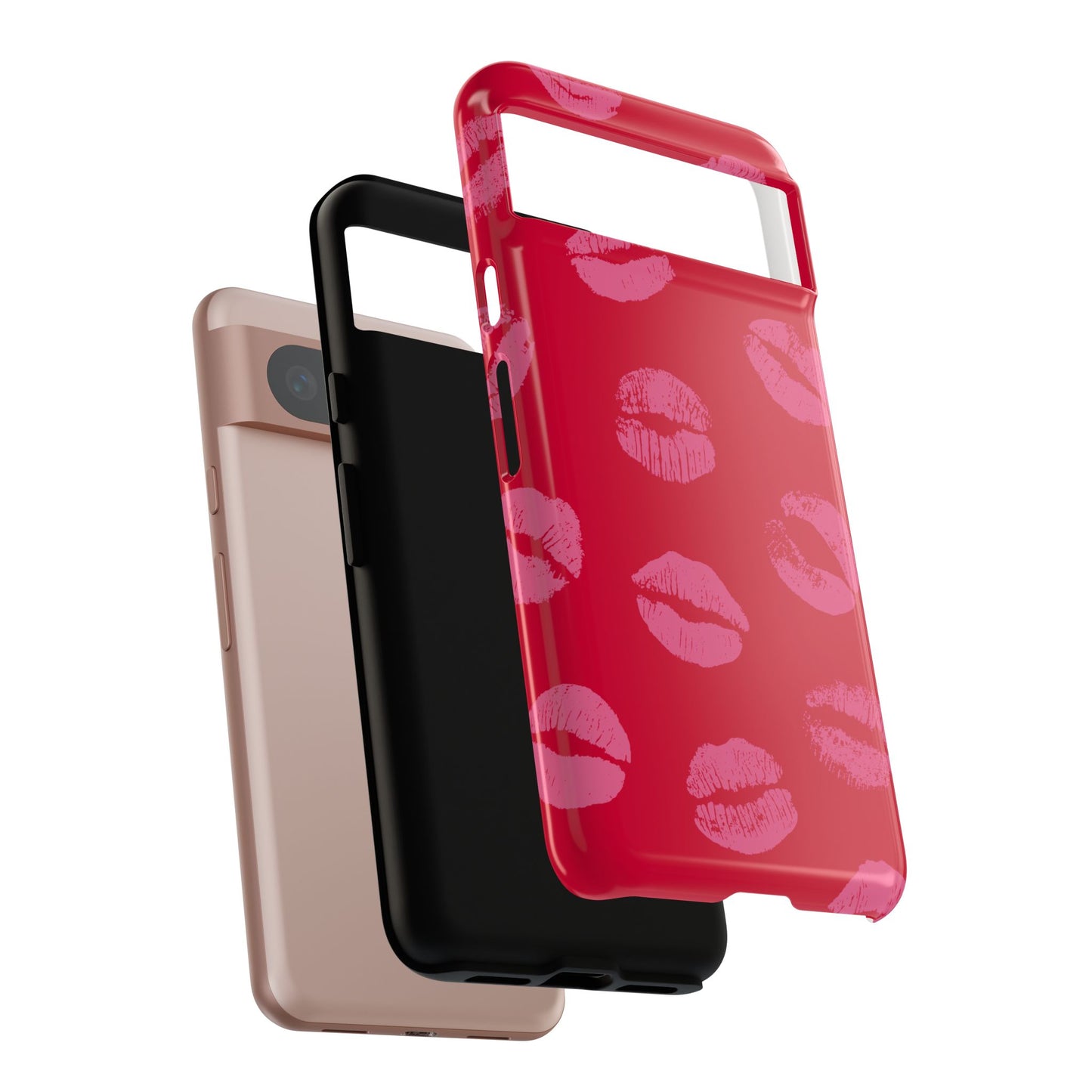 Lipstick Kisses Phone Case, Chic Tough Case for iPhone, Pixel, Galaxy, Stylish Gift for Girlfriend