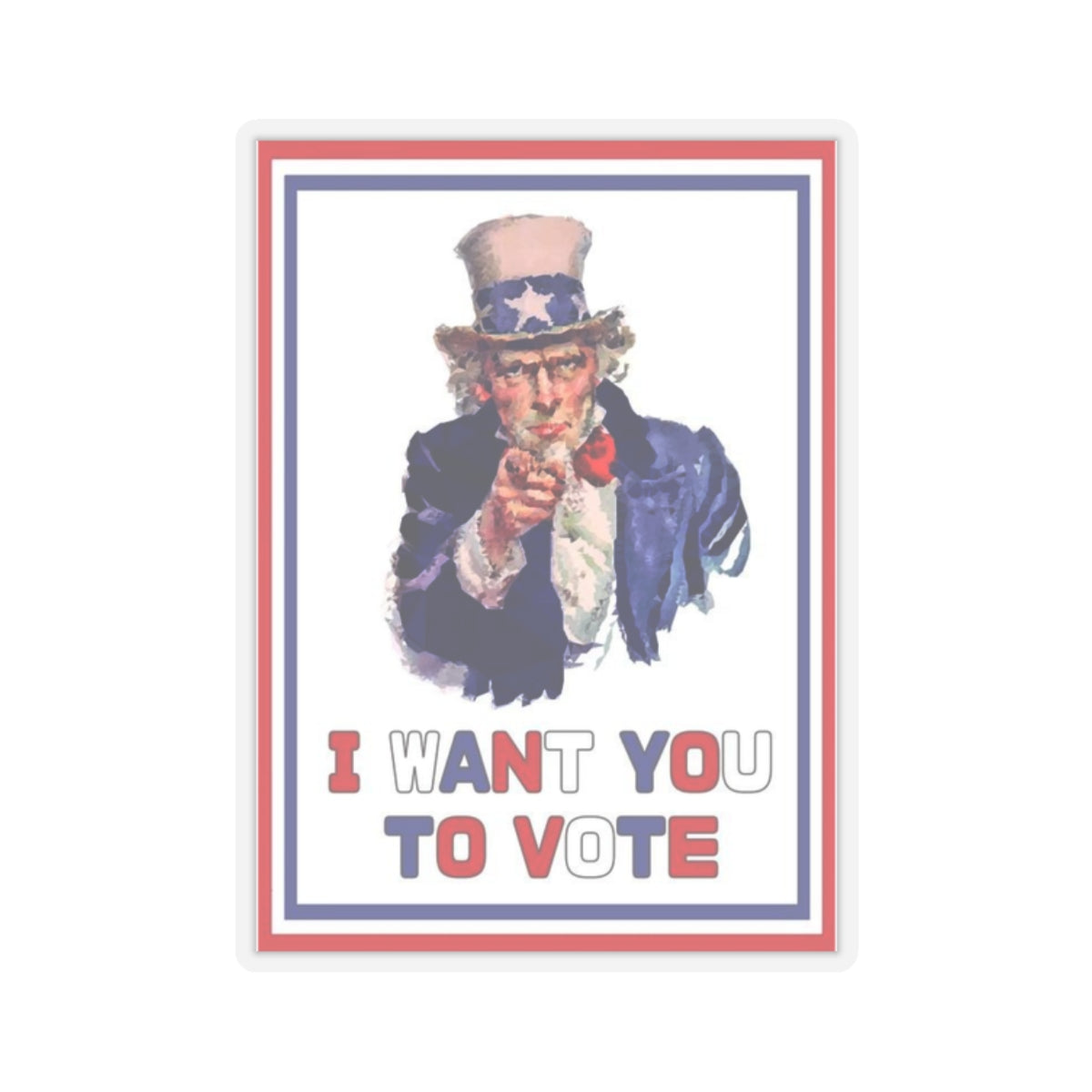 US Election Sticker, Uncle Sam, I Want You to Vote Decal, 2024 Election Campaign, Patriotic Vinyl for Laptops and Water Bottles