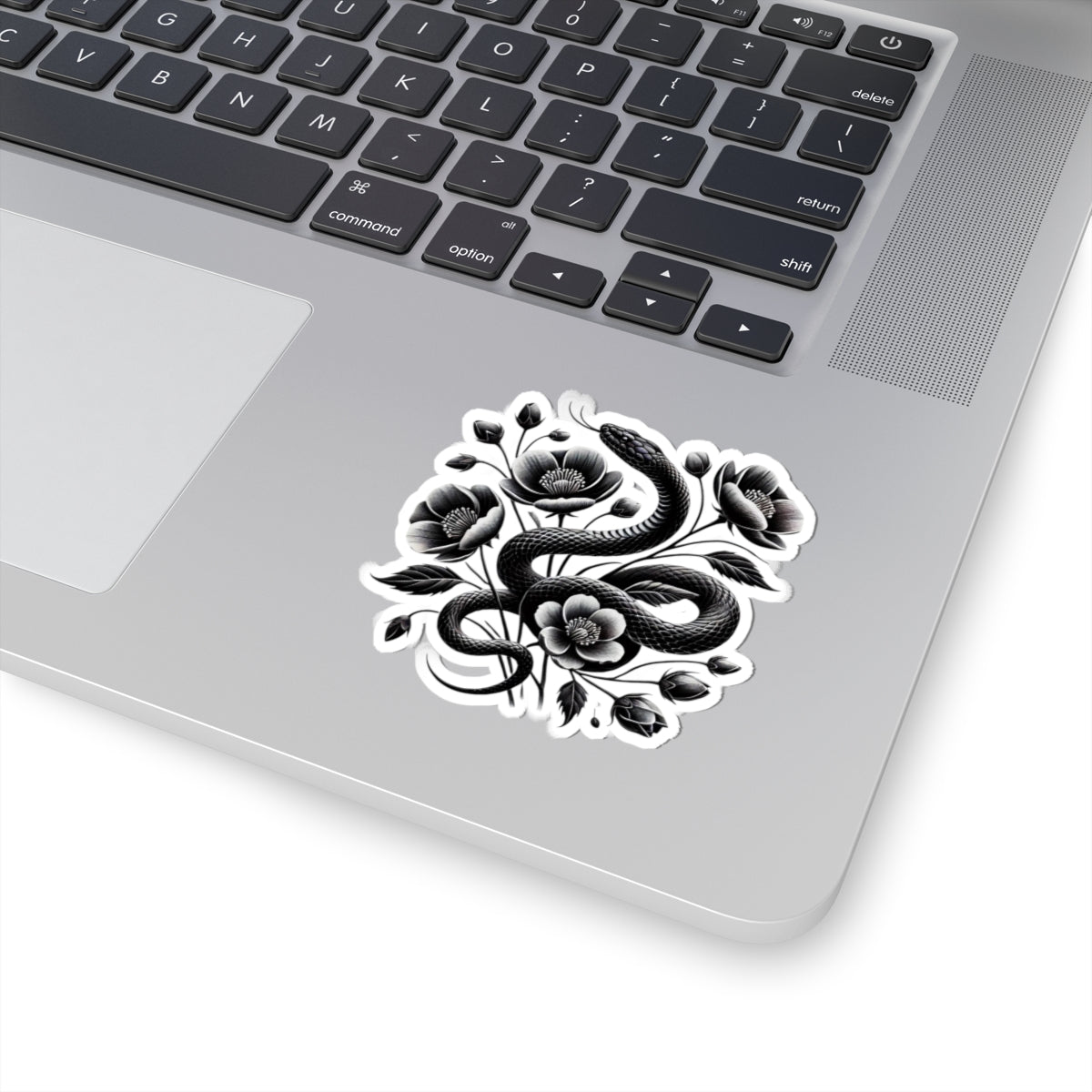 Black Snake with Blooming Flowers Sticker, Perfect Gift for 2025 Year of the Snake | Gothic & Chic Decal Decor