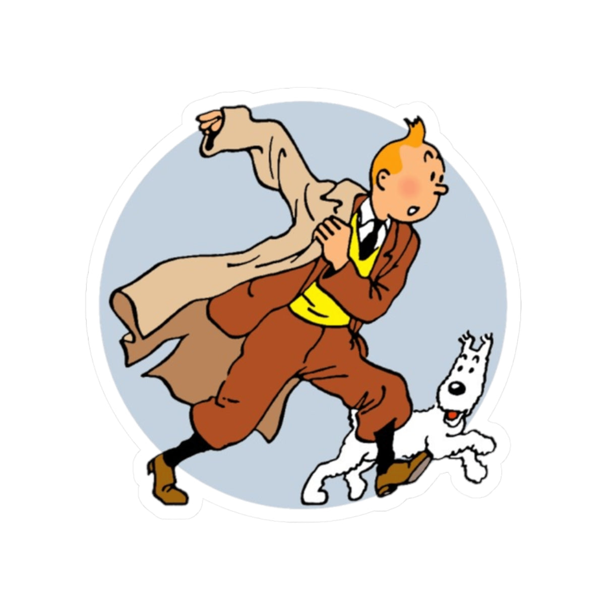 Adventures of Tintin Sticker, Retro Nostalgic Vibe, Fans of Classic TV Series, Action Manga, Tintin and Snowy Dog Design