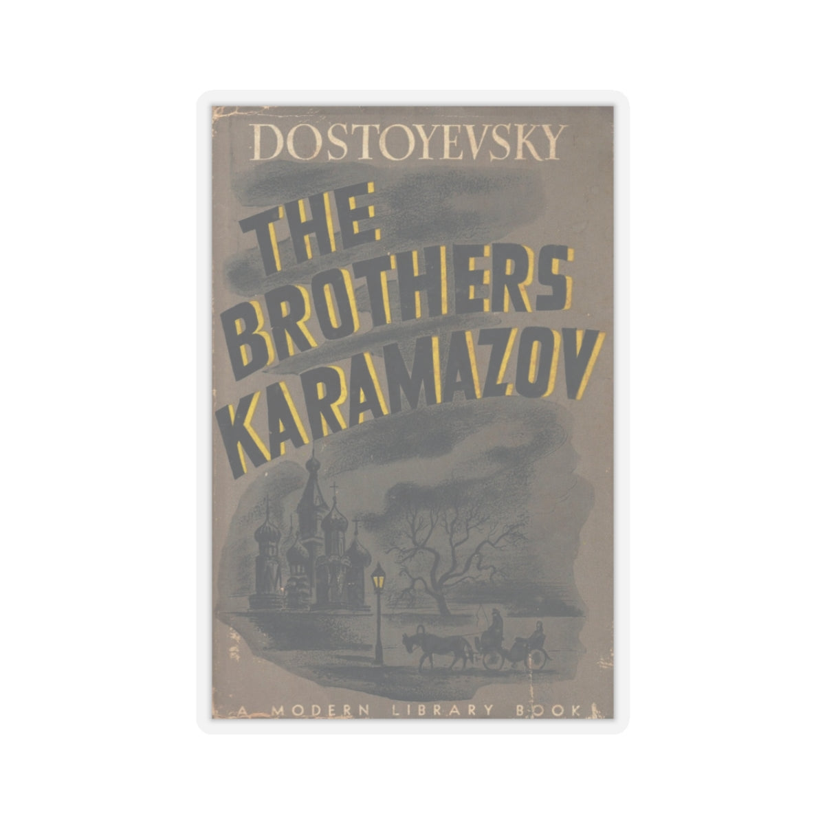 Vintage The Brothers Karamazov Book Cover Decal Sticker, Literary Gift for Literature Lovers, Sticker for Laptop and Water Bottle