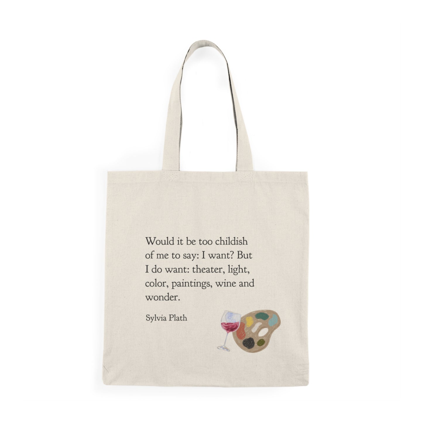Tote Bag with Sylvia Plath Quote, Natural Shopping Bag, Literary Quote Reusable Bag, Book Lovers Gift, Canvas Tote Bag, Eco Shopper Bag