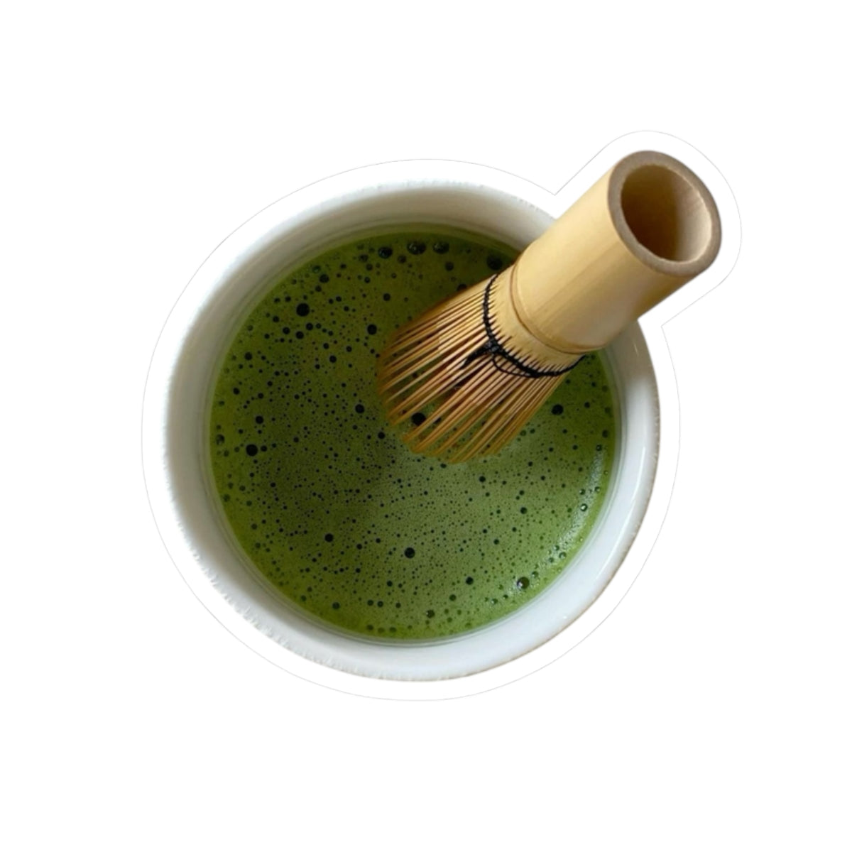 Matcha Whisk Sticker, Realistic Top View Cup Sticker, Green Tea Lover Gift, Sticker for Laptop, Water Bottle Decal, Planner