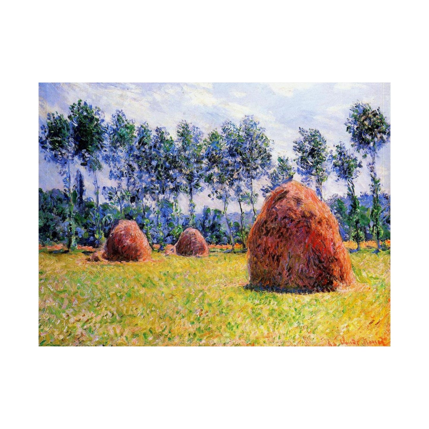 Claude Monet Haystacks at Giverny Print, Impressionist Landscape Poster, Premium Matte Wall Art for Home Decor