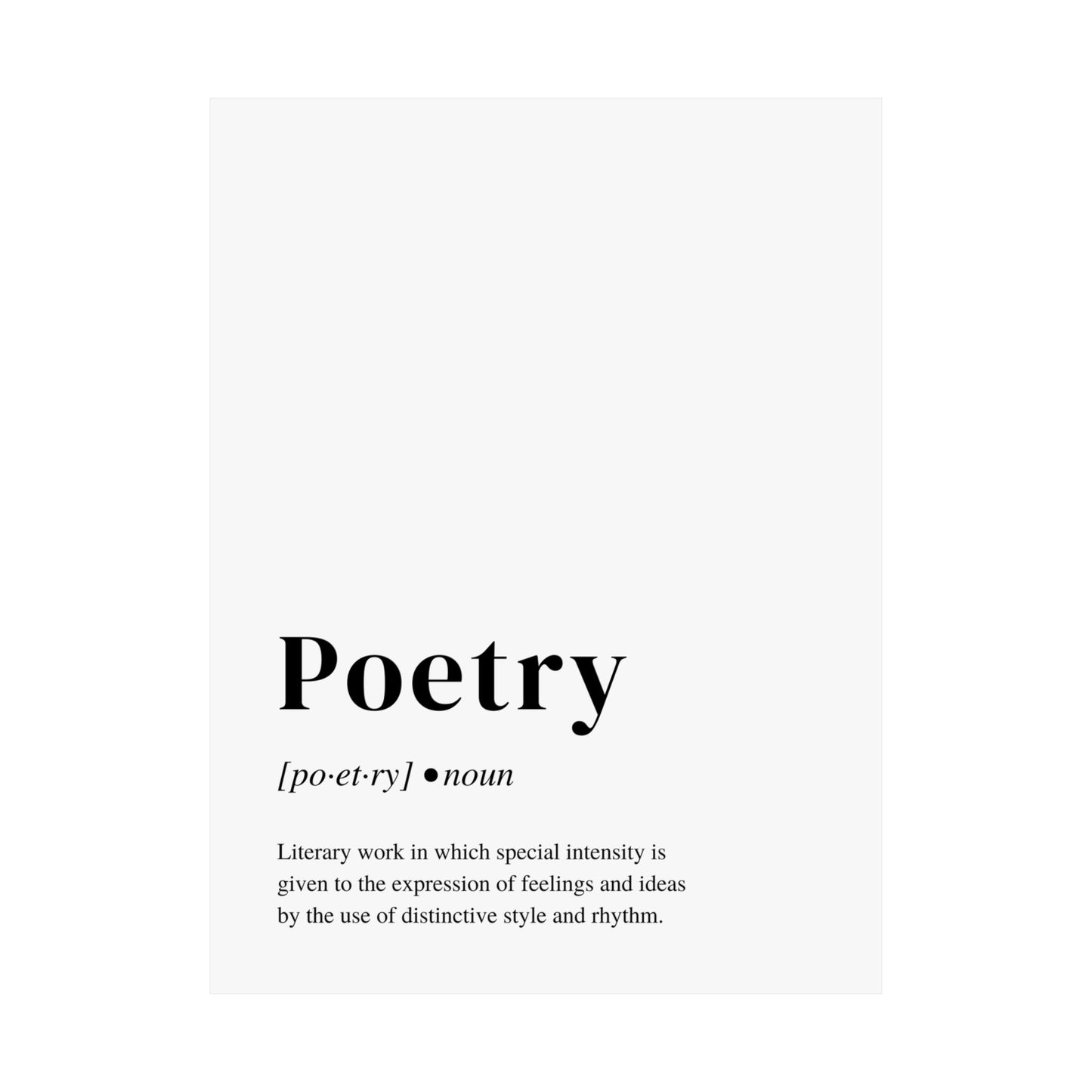 Poetry Definition Poster, Perfect Art Print Gift for Poets and Poetry Lovers
