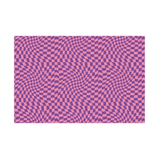 Checkered Wrapping Paper, Chic Pink Purple, Funky 70s Vibe, Girly Gift Wrap, Satin or Matte Finish