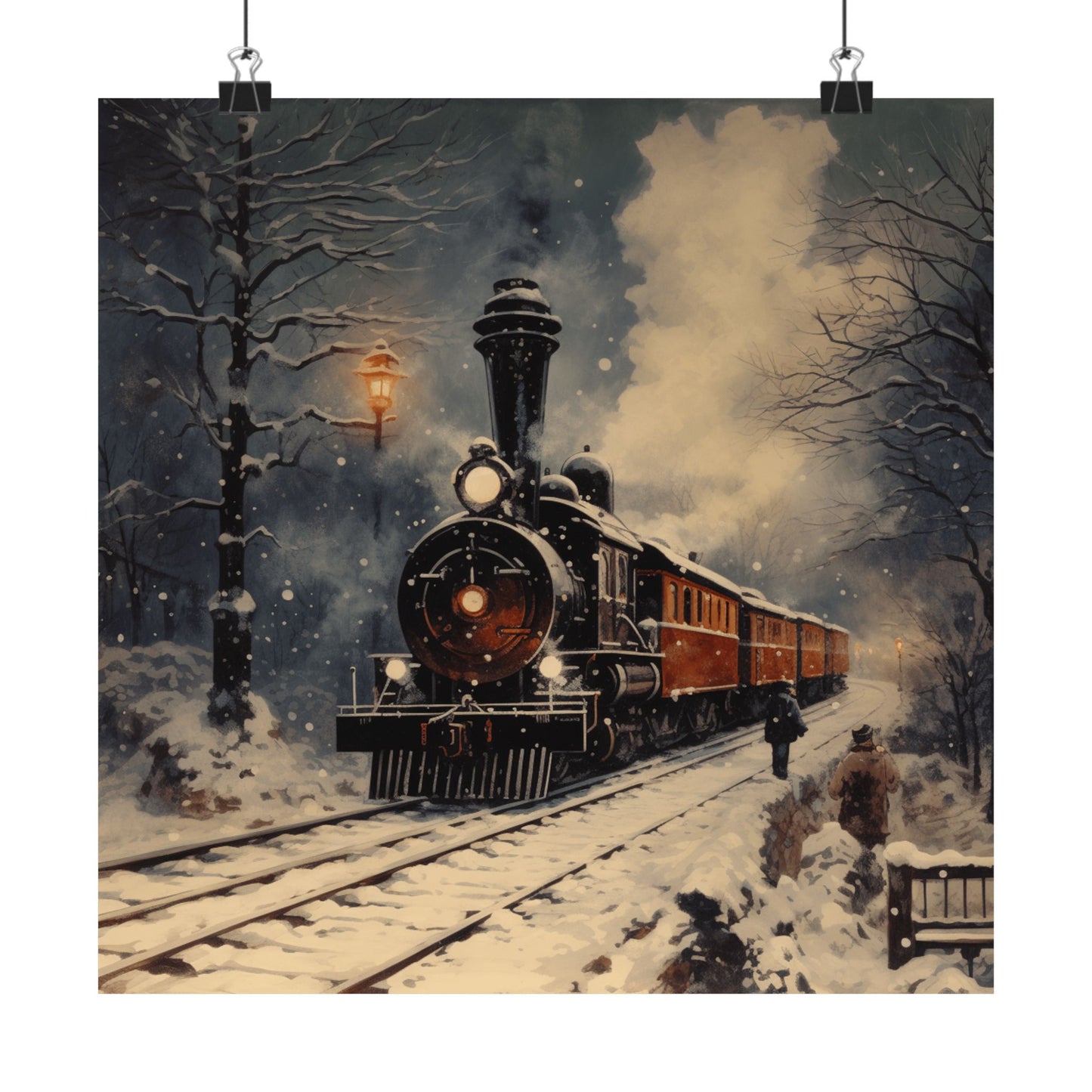 Winter Train Art Print, Polar Express Aesthetic, Inspired by Russian Literature, Romantic Snowy Night Scene, Perfect Christmas Gift