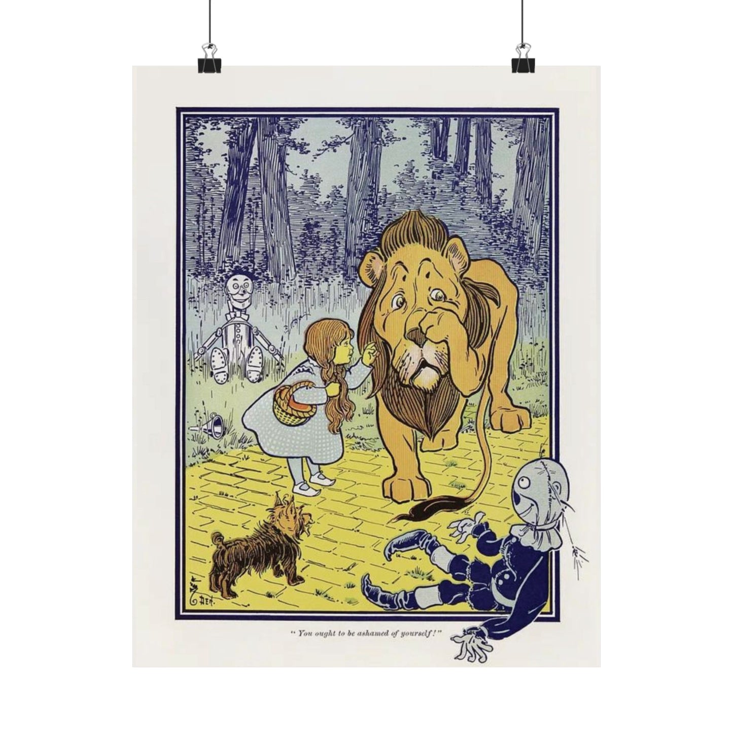 Vintage Dorothy Meets Cowardly Lion Wizard of Oz Print - 1900 L. Frank Baum Classic - William Denslow Illustration Poster