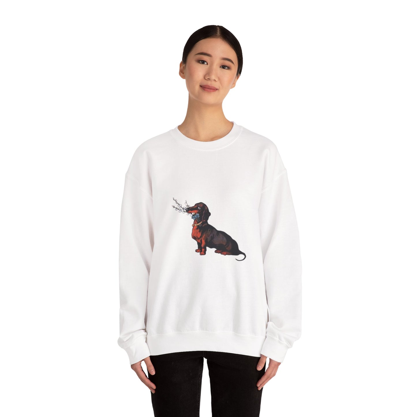 Dachshund Dog Vintage Sweatshirt, Cute & Elegant Unisex Crewneck Jumper, Floral Print, Gift for Dog Lovers, Cozy Winter Fashion, Animal