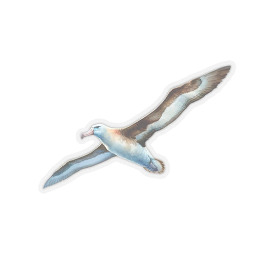 Albatross Vinyl Decal Sticker, Watercolor Bird Over Sea Waves, Durable Kiss-Cut, Satin Finish, Available in Multiple Sizes