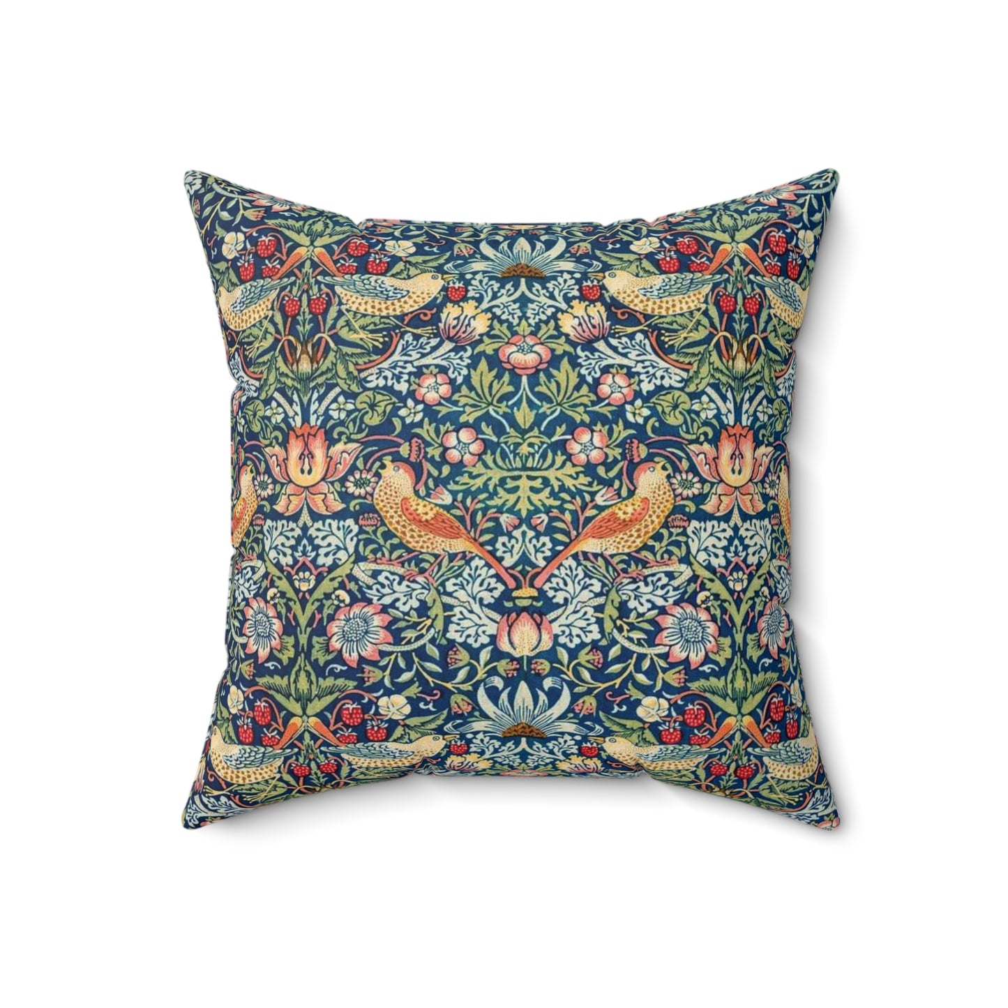 William Morris Strawberry Thief Pillow - Classic Arts and Crafts Design - Decorative Double-Sided Cushion