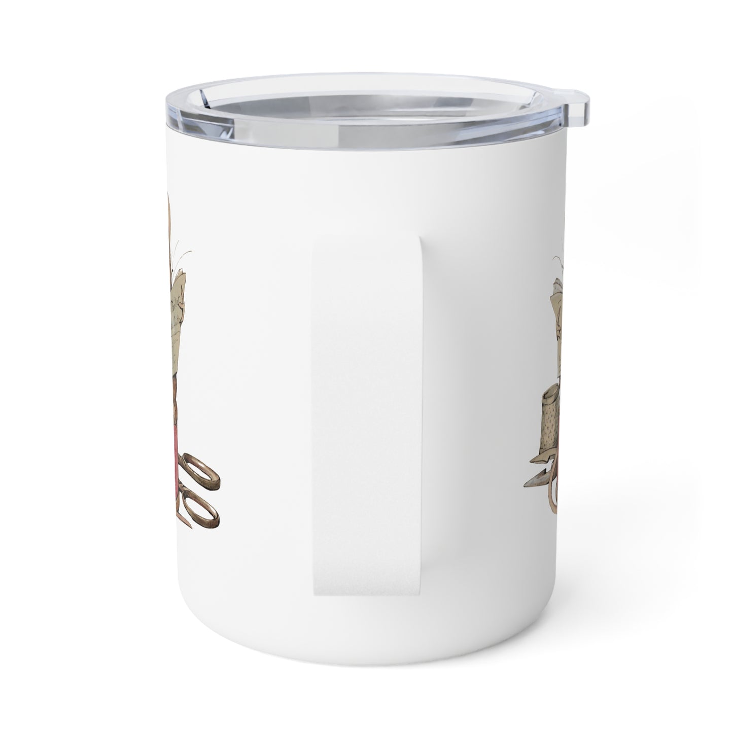 Cute Mug, Tailor Mouse illustration, Insulated Coffee and Tea Cup 10oz