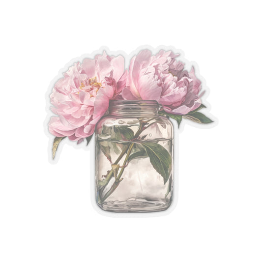 Pink Peonies Sticker, Vinyl Decal for School and University Stationery