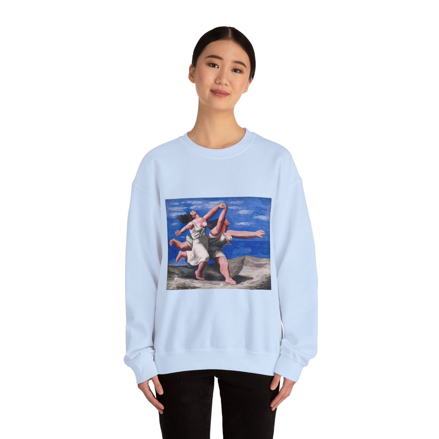 Pablo Picasso Women Running Beach Crewneck Sweatshirt, Art Lover Gift, Aesthetic Apparel, Feminine Beauty Jumper, Cozy Friend Present