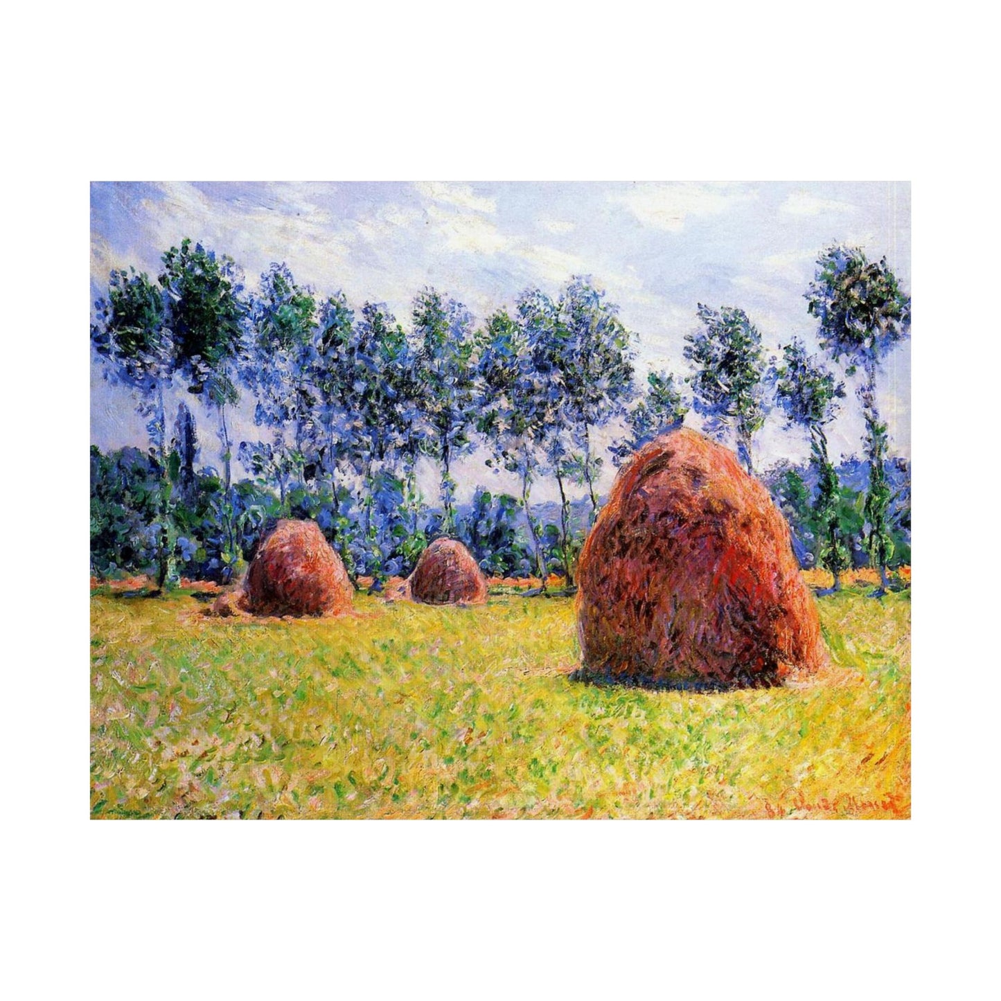 Claude Monet Haystacks at Giverny Print, Impressionist Landscape Poster, Premium Matte Wall Art for Home Decor