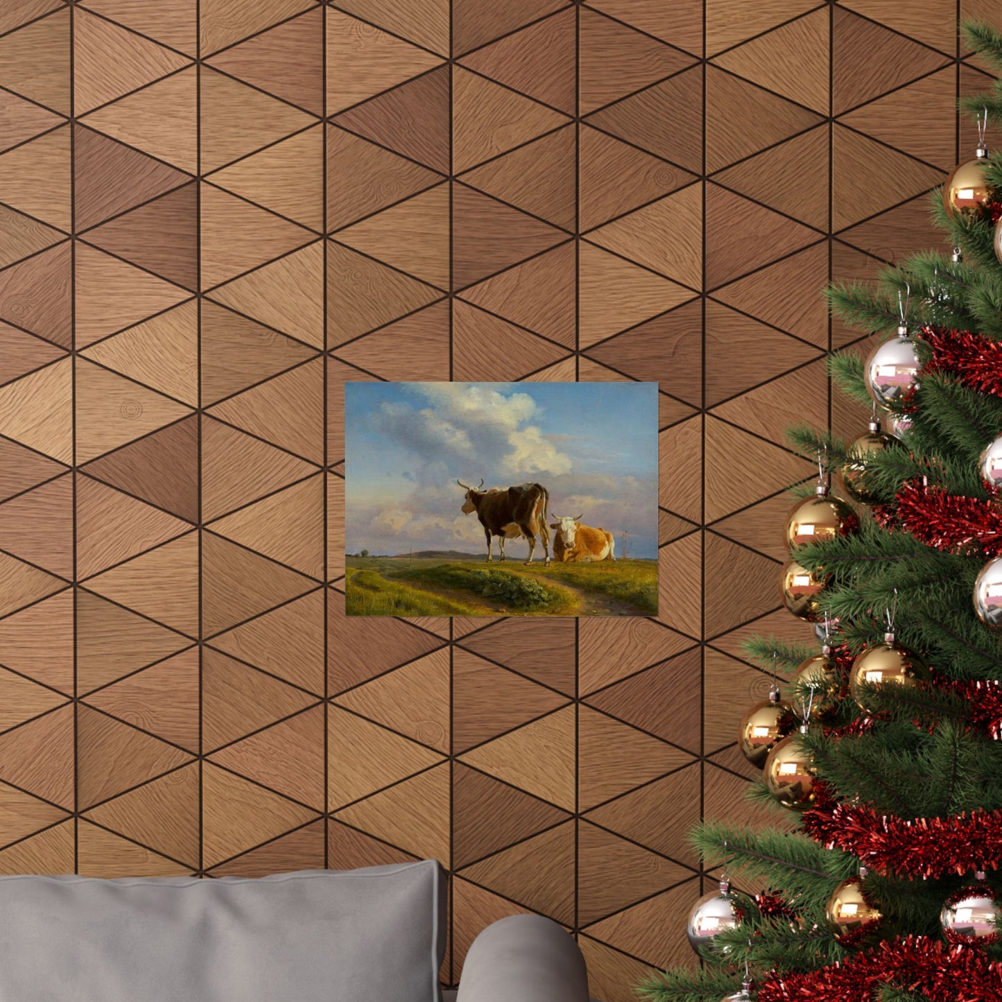 Johan Thomas Lundbye Two Cows in an Open Field Poster - Classic Danish Art for Cozy Home Decor