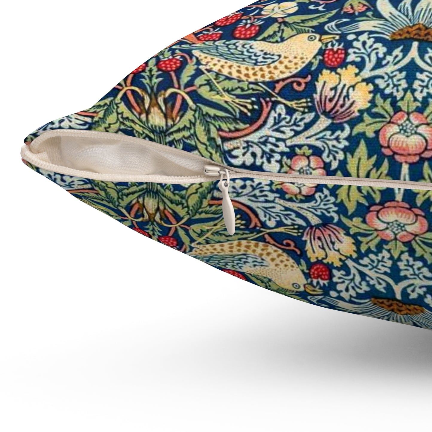 William Morris Strawberry Thief Pillow - Classic Arts and Crafts Design - Decorative Double-Sided Cushion
