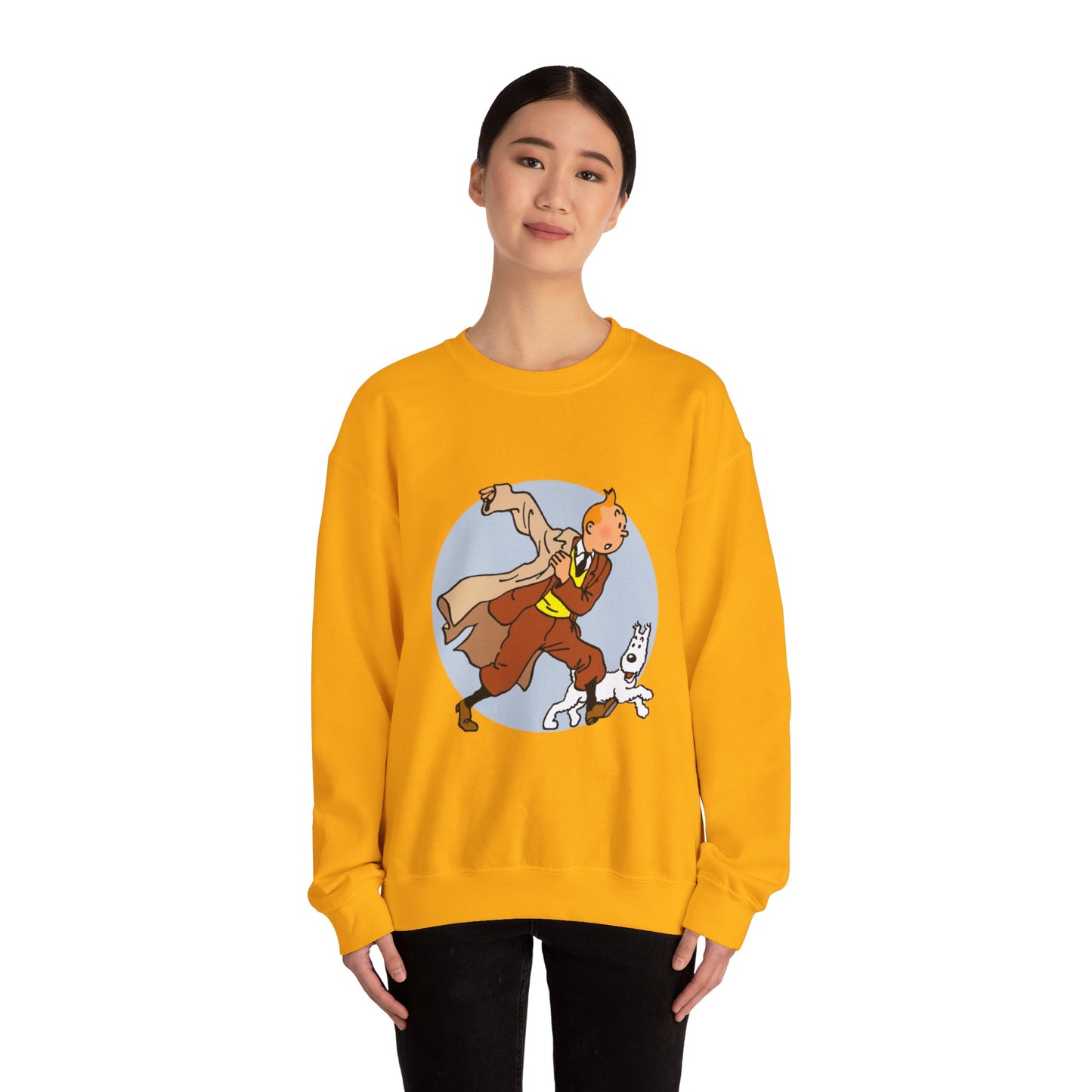 The Adventures of Tintin Crewneck Sweatshirt, Eco-Friendly Animation Attire, Childhood Nostalgia Gift, Sustainable Jumper, Multiple Colors