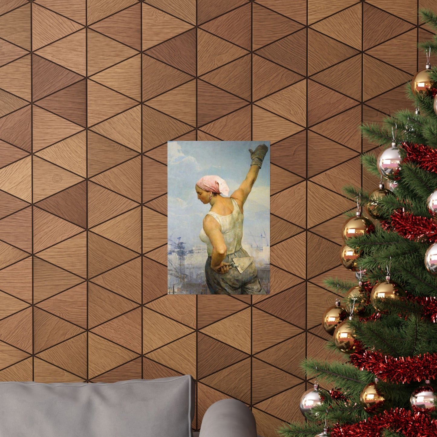 Vladimir Serov's Iconic Construction Worker Print - Empowering Female Worker Art - Historic Soviet Era Masterpiece