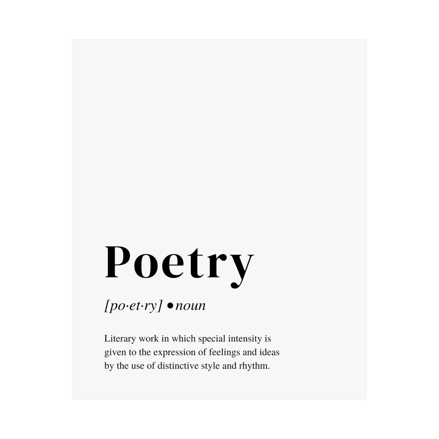 Poetry Definition Poster, Perfect Art Print Gift for Poets and Poetry Lovers