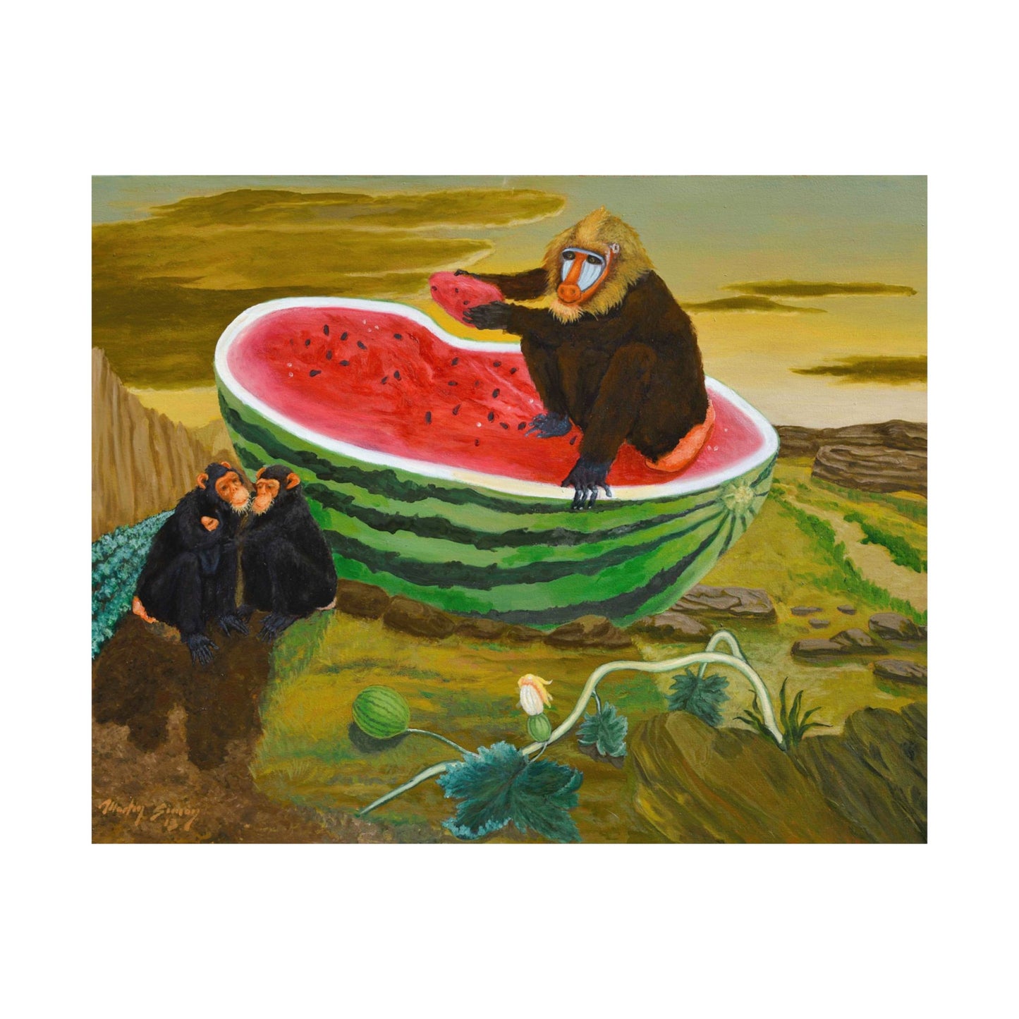 Modern Art Print, Mandril en Agape by José de Martín Simón, Contemporary Home Decor