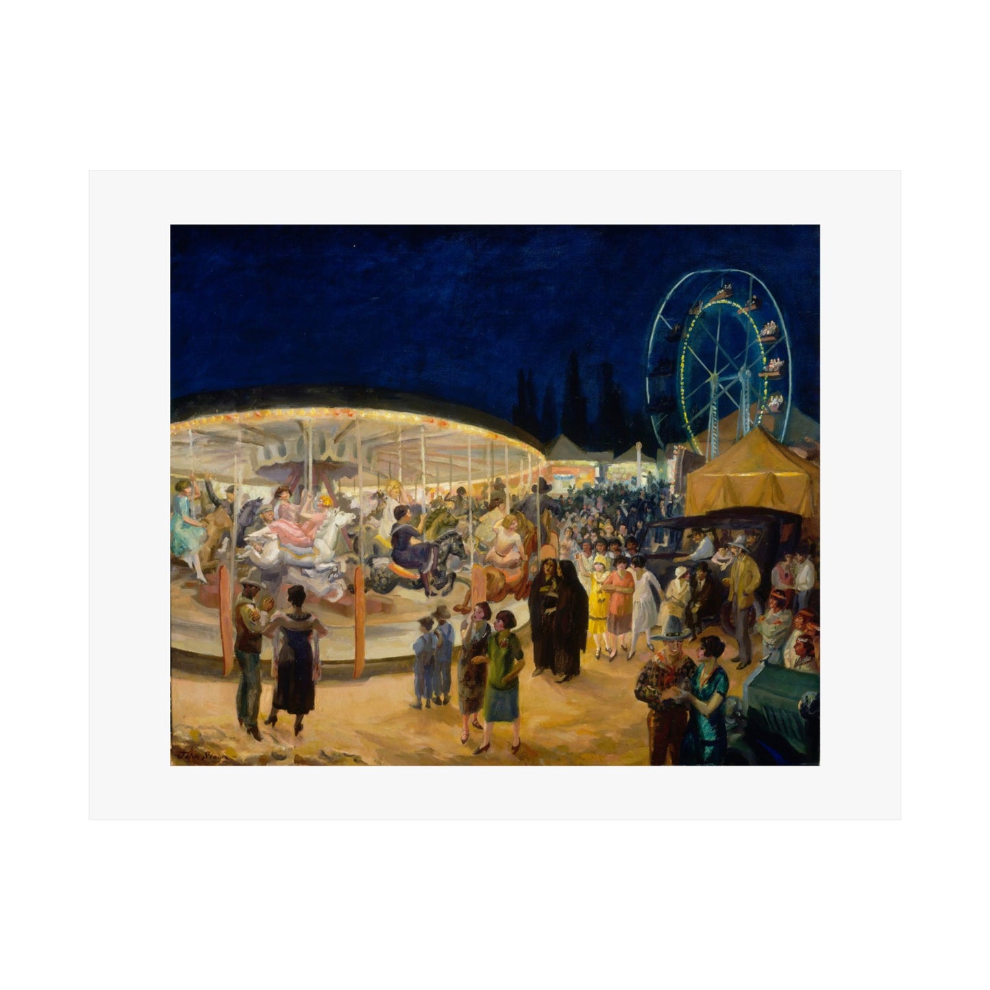 John Sloan's Travelling Carnival, Santa Fe 1924 Print - Vibrant Historical Art Poster