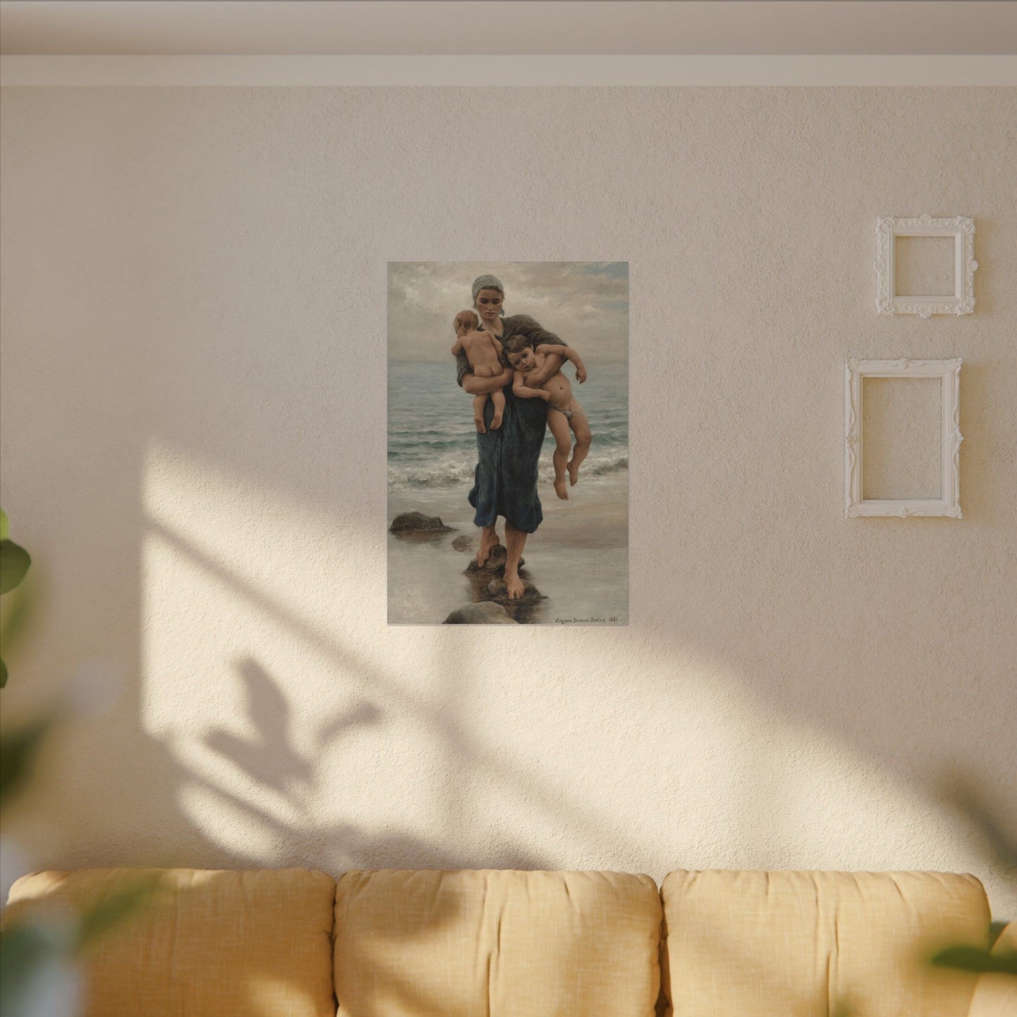 Virginie Demont Breton Canvas Panel Print, Fishermans Wife Bathing her Children, Eco Friendly Wall Art, Perfect Mothers Day Gift