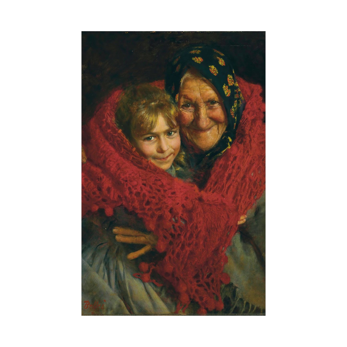 Gaetano Bellei Grandmother and Child Print - Classic Family Art Poster - Ideal Mothers Day Gift - Matte Poster
