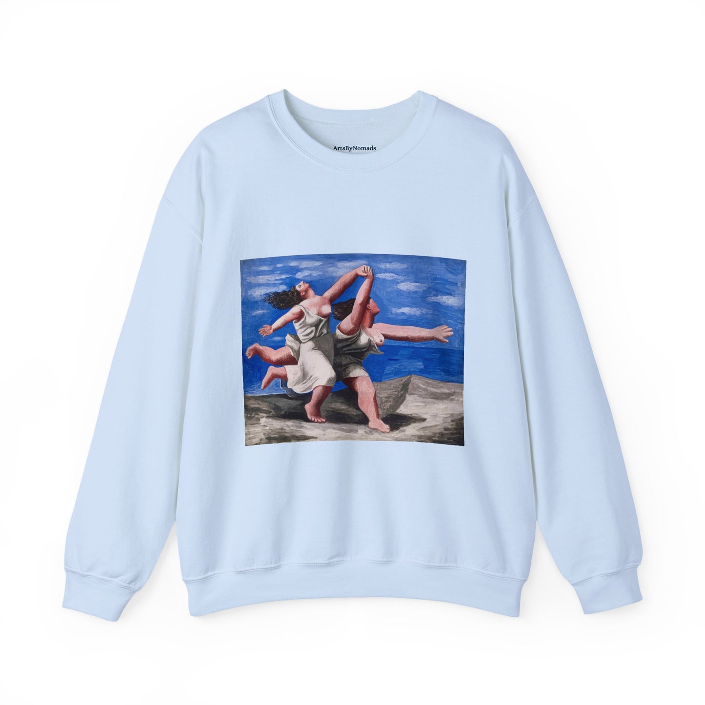 Pablo Picasso Women Running Beach Crewneck Sweatshirt, Art Lover Gift, Aesthetic Apparel, Feminine Beauty Jumper, Cozy Friend Present