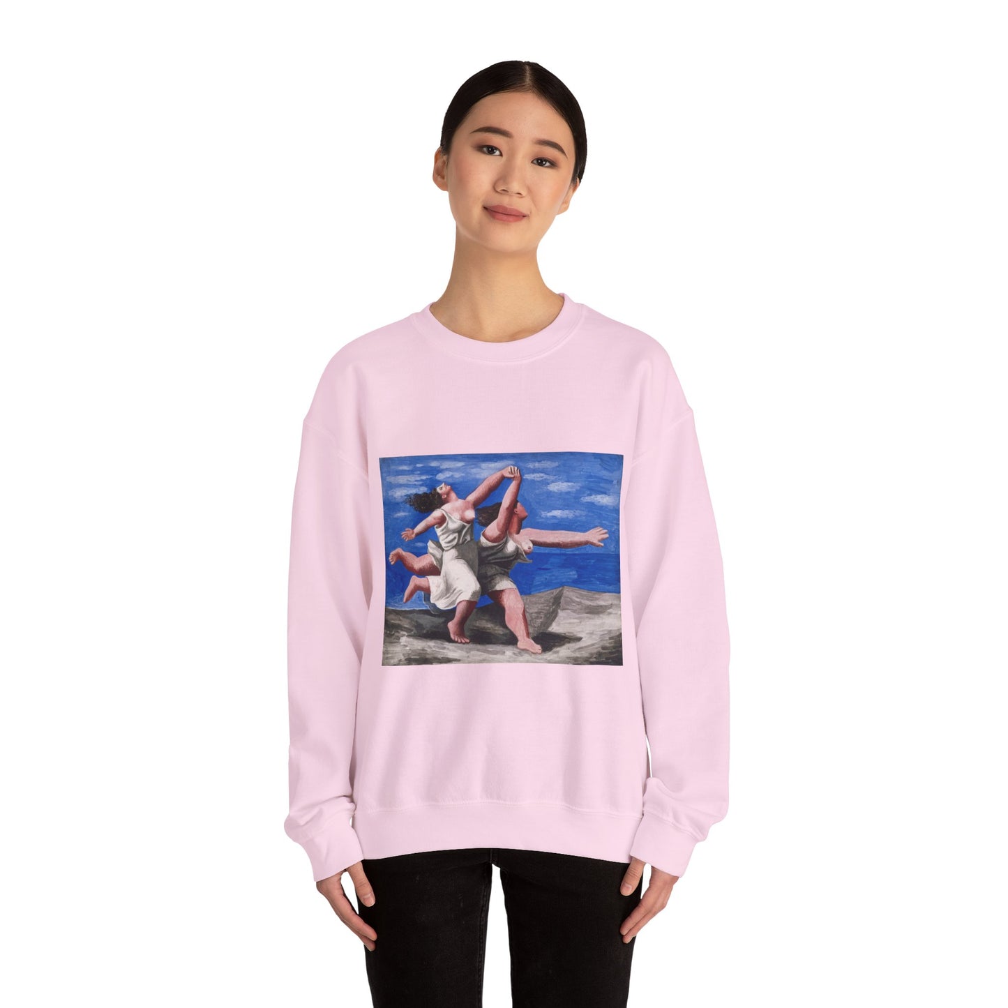 Pablo Picasso Women Running Beach Crewneck Sweatshirt, Art Lover Gift, Aesthetic Apparel, Feminine Beauty Jumper, Cozy Friend Present