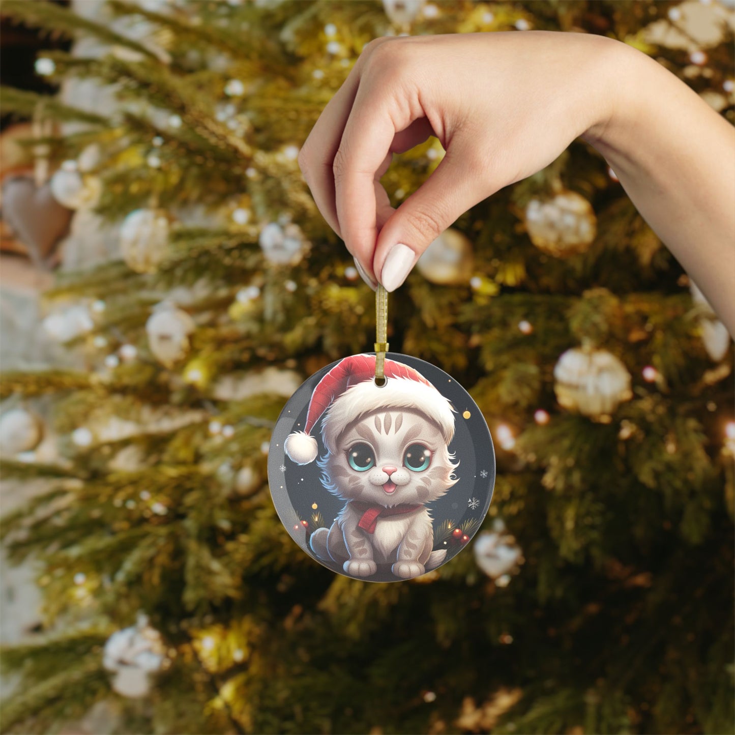 Christmas Ornament, Cute Kitten, Perfect Gift for Kids & Friends, One-Sided Holiday Decor, Celebrating New Year 2025