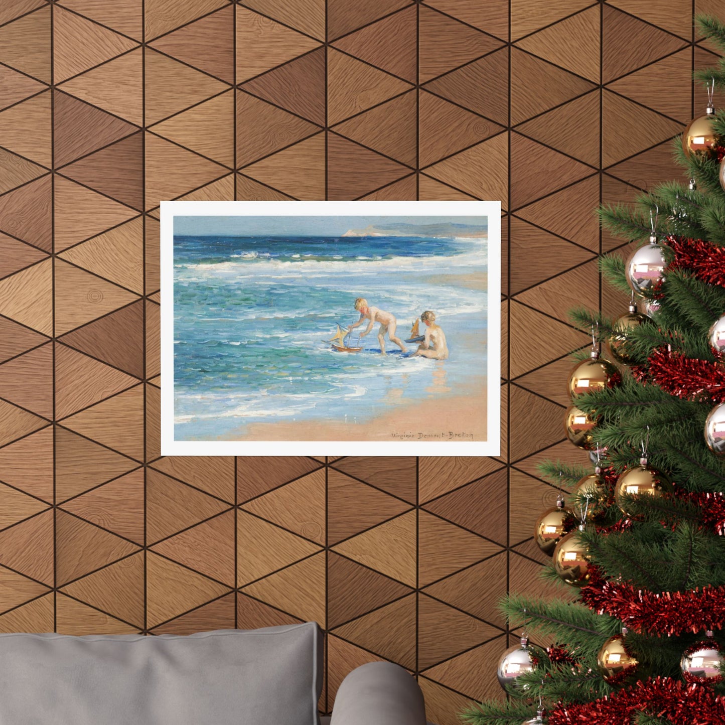 Virginie Demont Breton The Little Boats Print - Enhanced Resolution Beach Scene Poster - Childrens Maritime Adventures - Rare Art Find