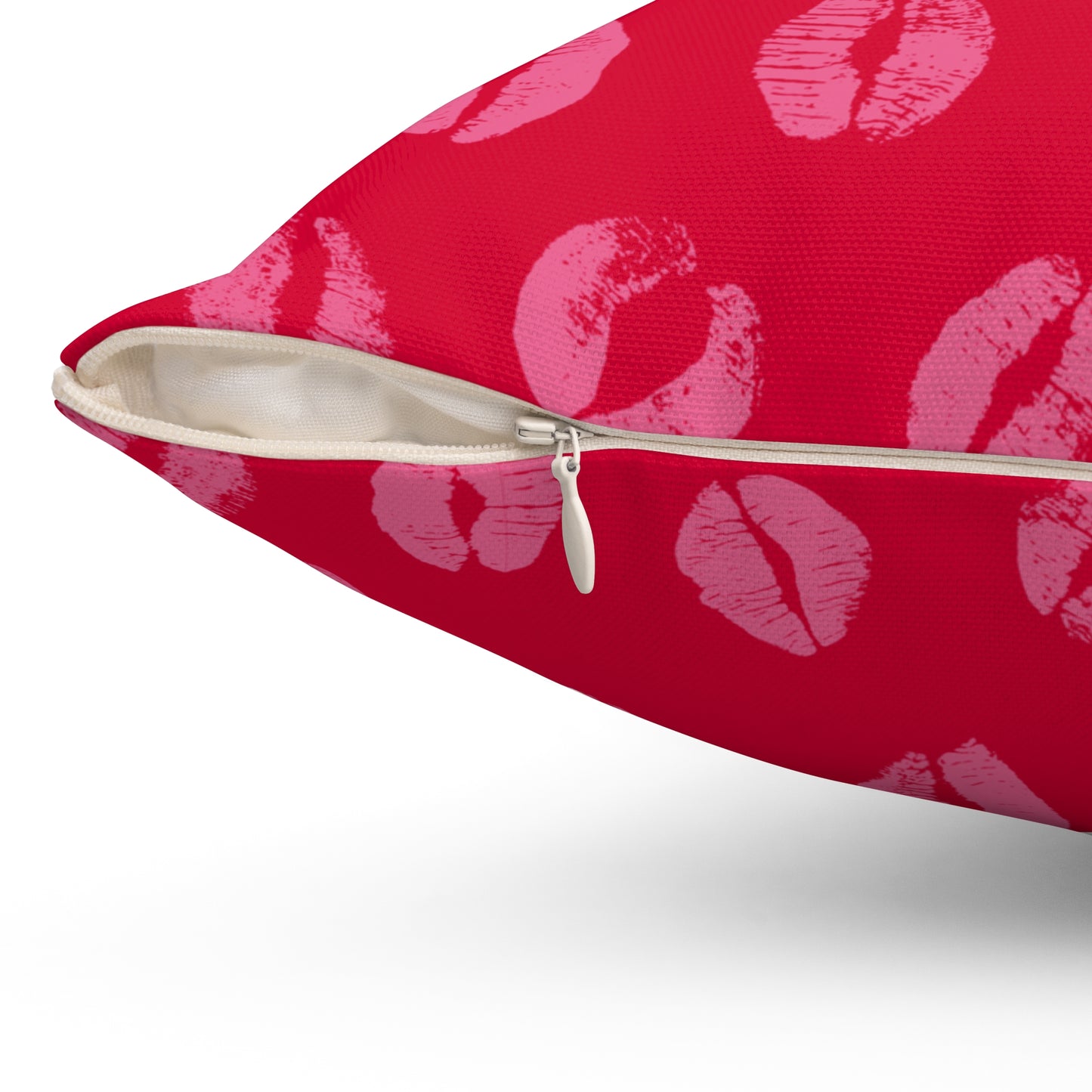 Kisses Square Red Pillow, Stylish Chic Accent Home Decor, Bold Design, Housewarming Gift