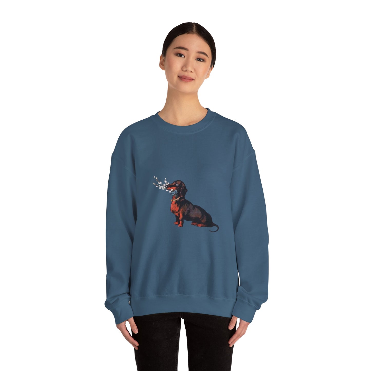 Dachshund Dog Vintage Sweatshirt, Cute & Elegant Unisex Crewneck Jumper, Floral Print, Gift for Dog Lovers, Cozy Winter Fashion, Animal
