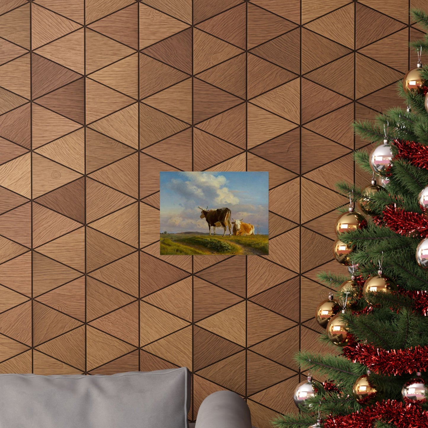 Johan Thomas Lundbye Two Cows in an Open Field Poster - Classic Danish Art for Cozy Home Decor