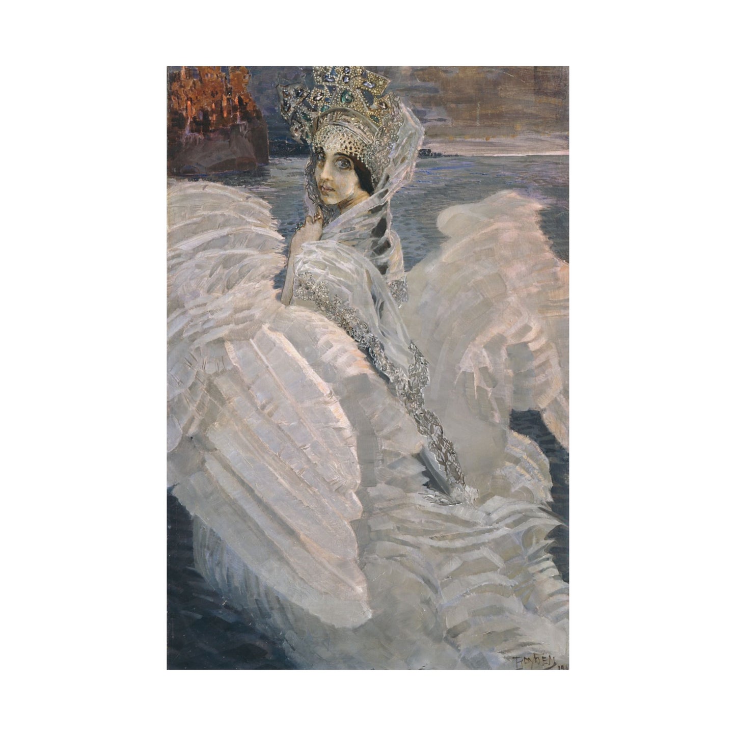 Swan Princess Fine Art Print by Mikhail Vrubel - Enchanting Mythical Artwork - Home Decor - Russian Art Nouveau Poster