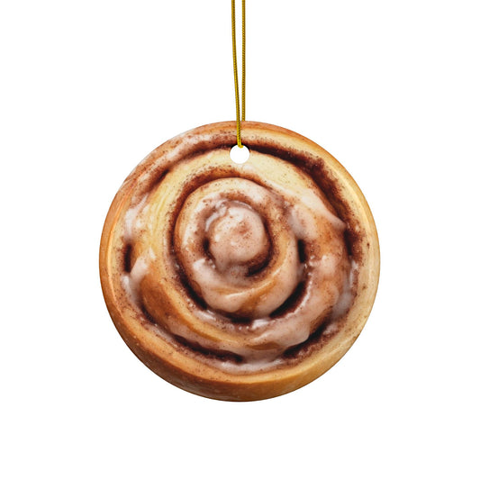 Cinnamon Bun Christmas Ornament, Double Sided Holiday Decor for Foodies & Baking Lovers - Christmas Tree Seasonal Decoration