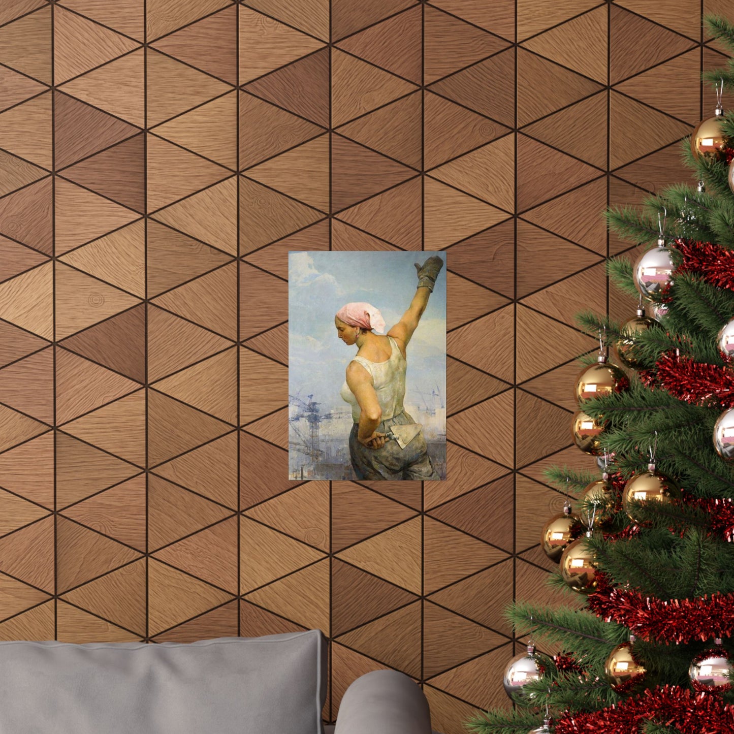 Vladimir Serov's Iconic Construction Worker Print - Empowering Female Worker Art - Historic Soviet Era Masterpiece