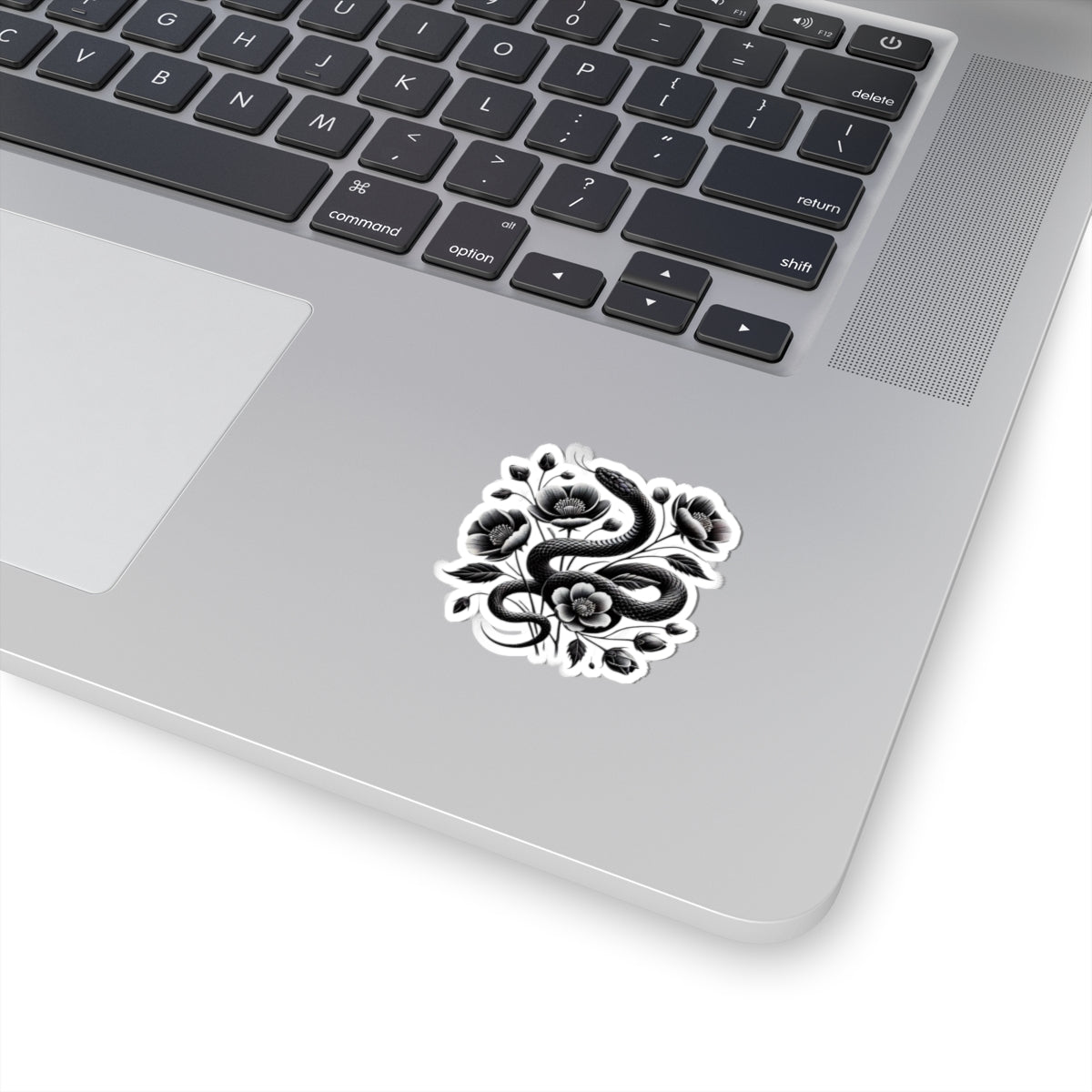 Black Snake with Blooming Flowers Sticker, Perfect Gift for 2025 Year of the Snake | Gothic & Chic Decal Decor