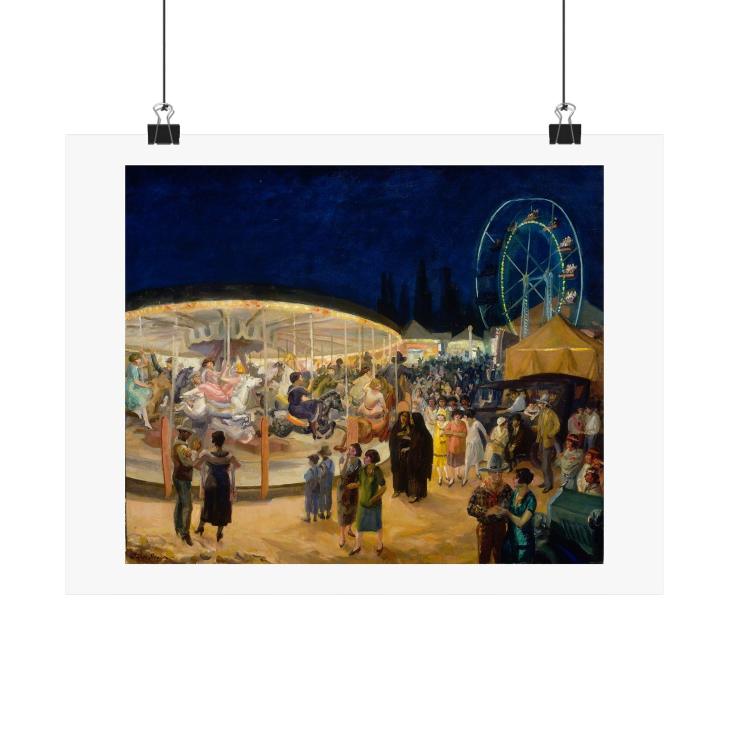 John Sloan's Travelling Carnival, Santa Fe 1924 Print - Vibrant Historical Art Poster