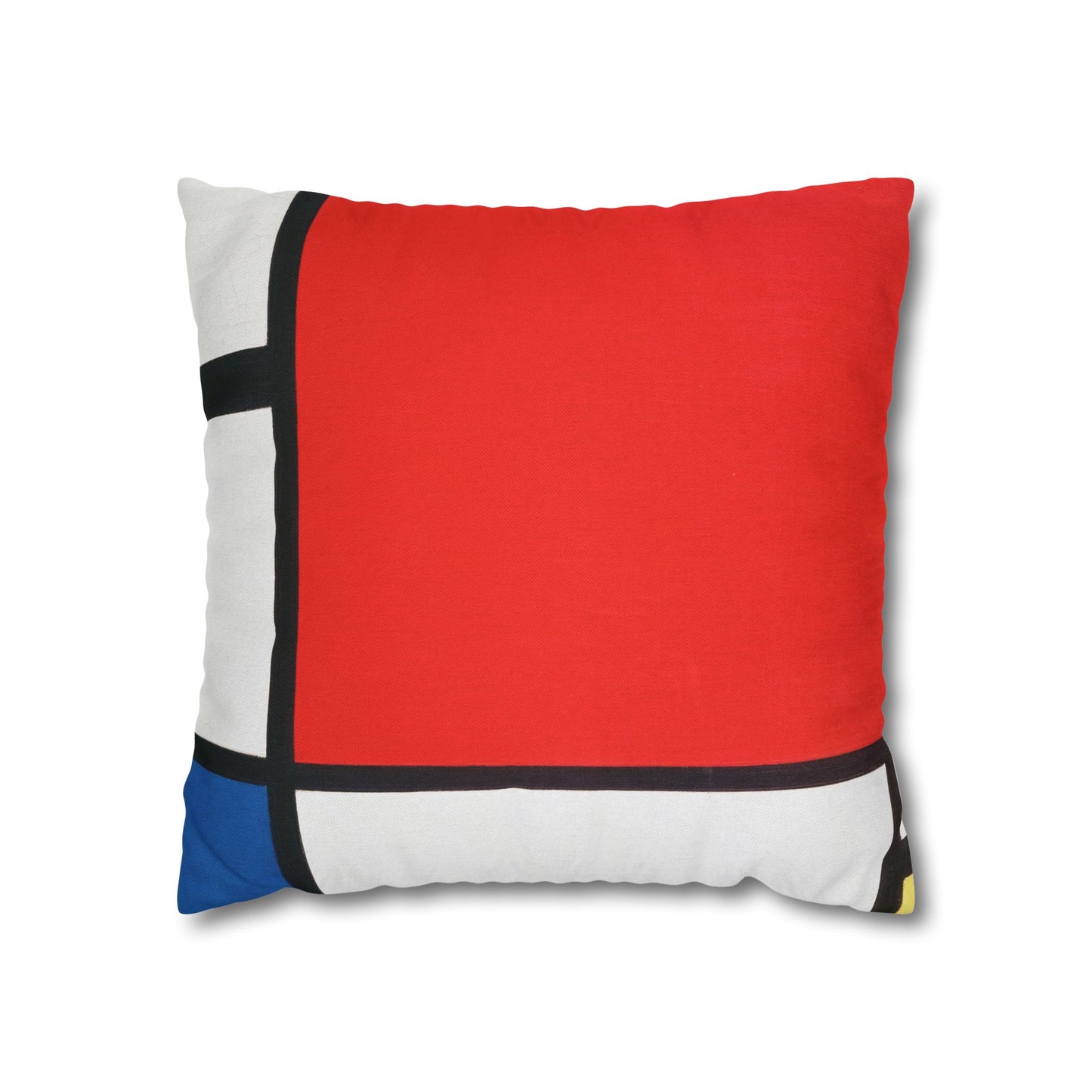 Square Pillowcase, Piet Mondrian Composition with Red Blue Yellow, Abstract Home Decor, Modern Interior, Housewarming Gift, Spun Polyester