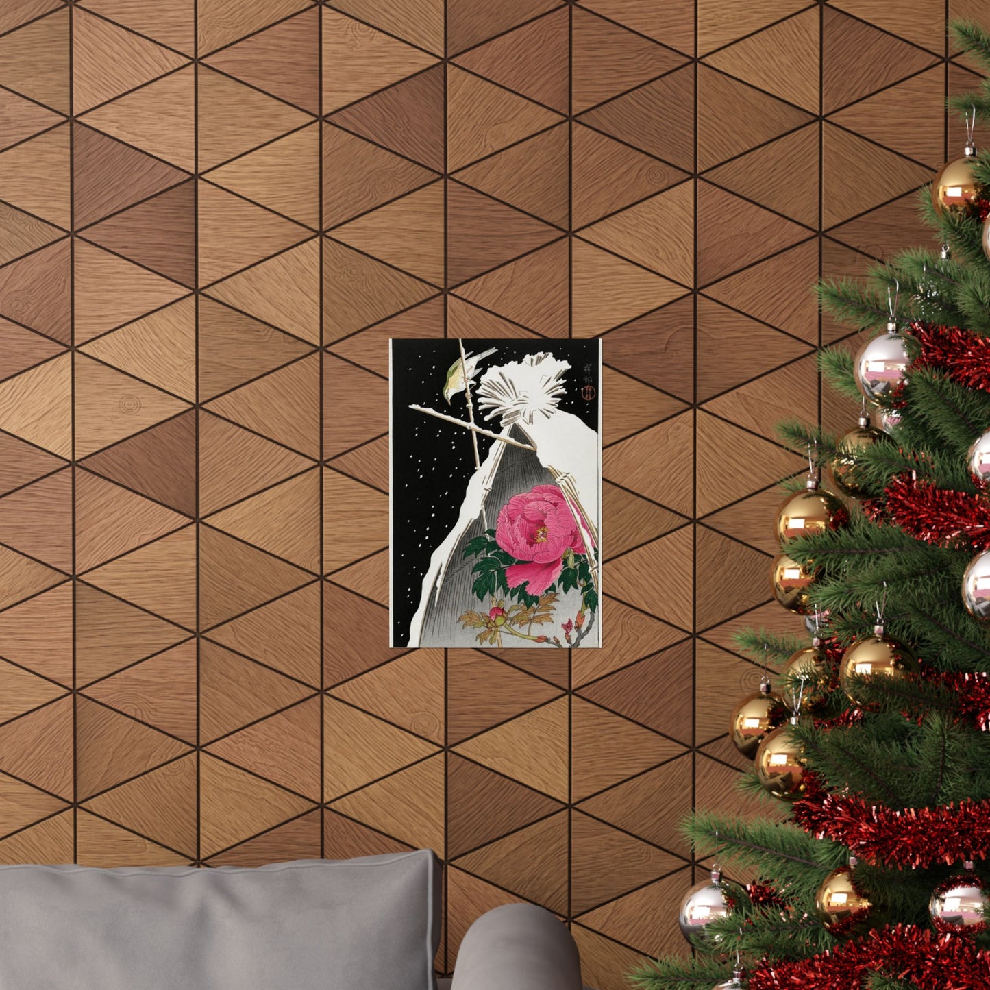 Japanese Art Print - Ohara Koson Siberian Bluechat and Peony Poster - Nature and Culture Wall Decor